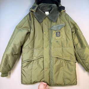 VTG 70s RefrigiWear USA Olive Insulated Parka Hooded Freezer Work Coat XL-XXL